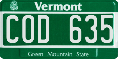 VT license plate COD635