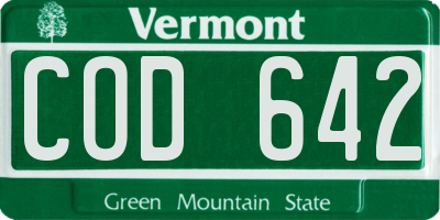 VT license plate COD642