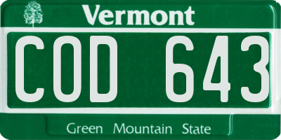 VT license plate COD643