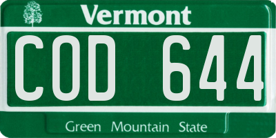 VT license plate COD644