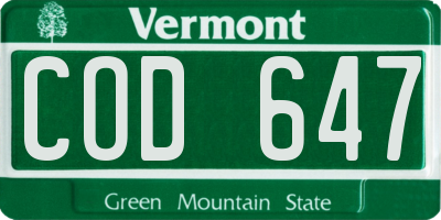 VT license plate COD647