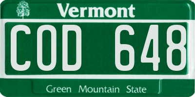VT license plate COD648
