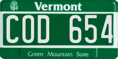 VT license plate COD654