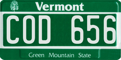 VT license plate COD656