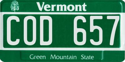 VT license plate COD657