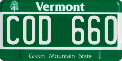 VT license plate COD660