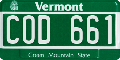 VT license plate COD661