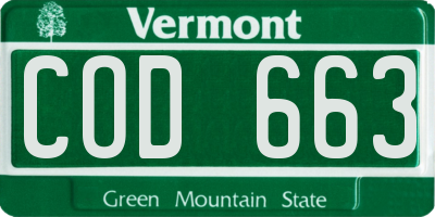VT license plate COD663