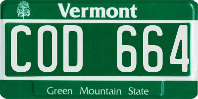 VT license plate COD664