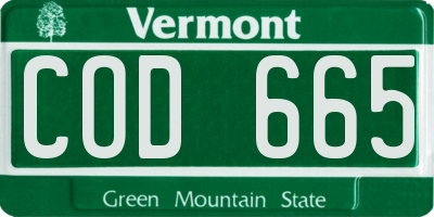 VT license plate COD665