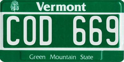 VT license plate COD669