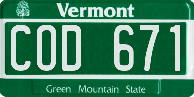 VT license plate COD671