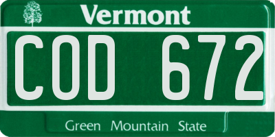VT license plate COD672
