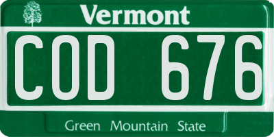 VT license plate COD676