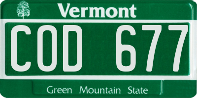 VT license plate COD677