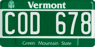 VT license plate COD678