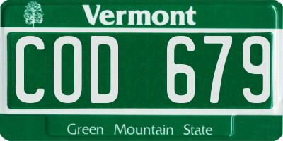 VT license plate COD679