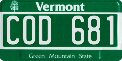 VT license plate COD681