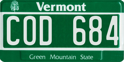 VT license plate COD684