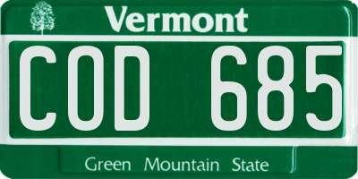 VT license plate COD685