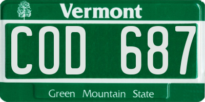 VT license plate COD687