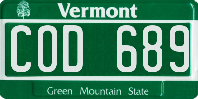 VT license plate COD689