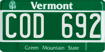 VT license plate COD692