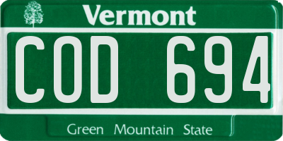 VT license plate COD694