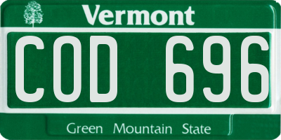 VT license plate COD696