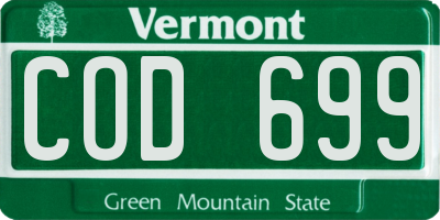 VT license plate COD699