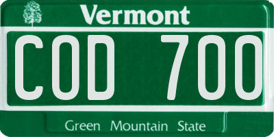 VT license plate COD700