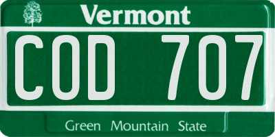 VT license plate COD707
