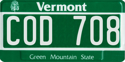 VT license plate COD708