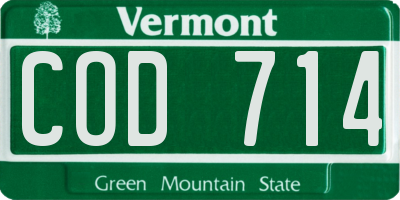 VT license plate COD714