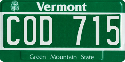VT license plate COD715