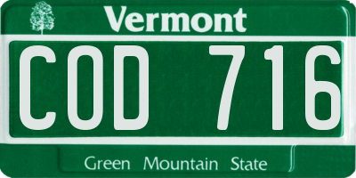 VT license plate COD716