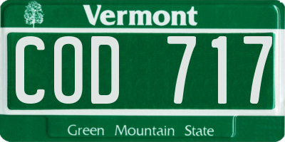 VT license plate COD717