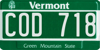 VT license plate COD718