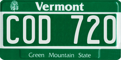 VT license plate COD720