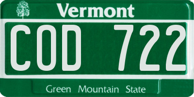 VT license plate COD722
