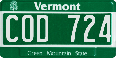 VT license plate COD724