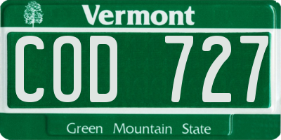 VT license plate COD727