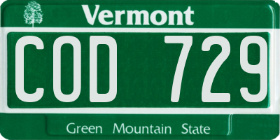 VT license plate COD729