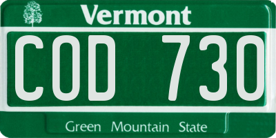 VT license plate COD730