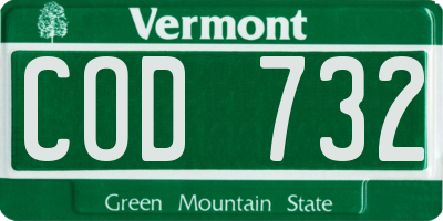 VT license plate COD732