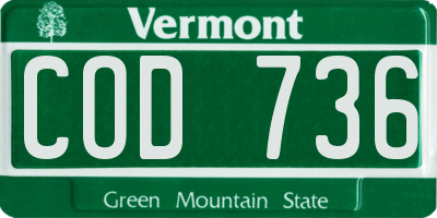VT license plate COD736