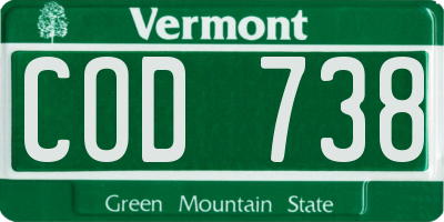 VT license plate COD738
