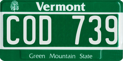 VT license plate COD739