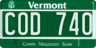 VT license plate COD740