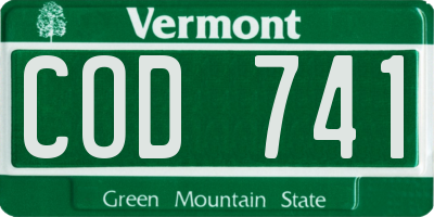 VT license plate COD741